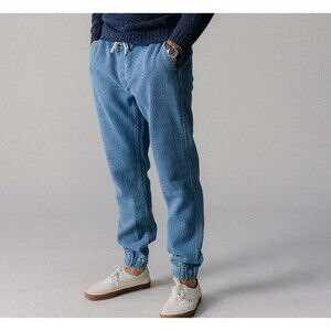 Taylor Stitch The Apres Pant Blue Washed INdigo Knit Jogger Cotton Men's Medium